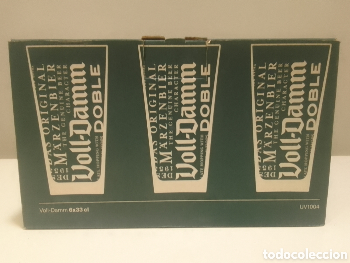Coleccionismo: Caja de seis vasos cerveza Voll - DAMM DOBLE MALTA 33 cl.
