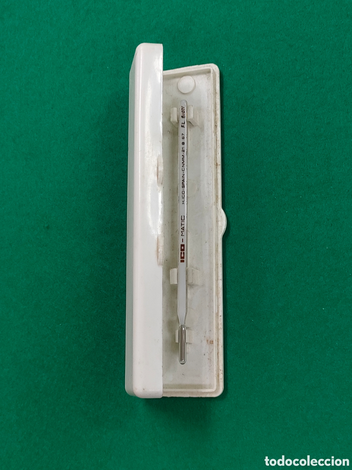 Coleccionismo: Term&oacute;metro de mercurio, antiguo ico matic. Con estuche pl&aacute;stico