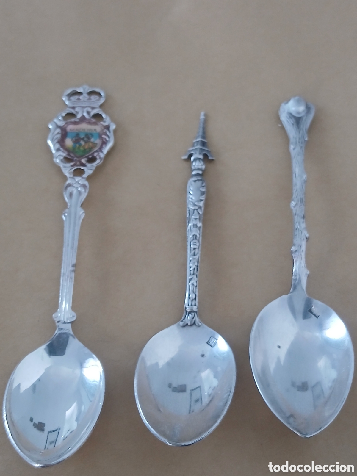 Coleccionismo: 3 cucharas antiguas metal plateado cuberter&iacute;a de colecci&oacute;n vintage