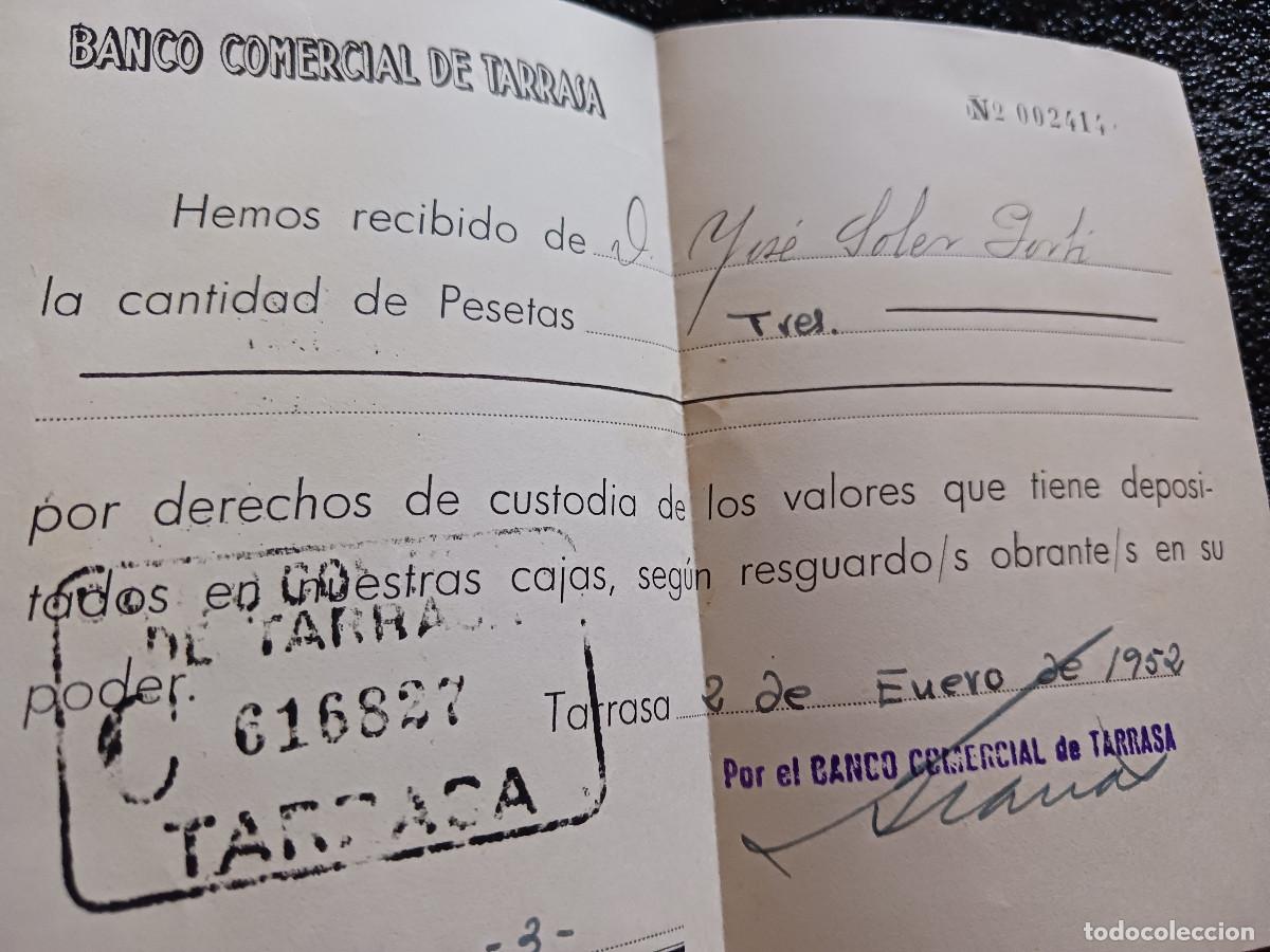 Sammelleidenschaft Papier: ingreso de tres pesetas en el banco comercial de tarrasa 1952