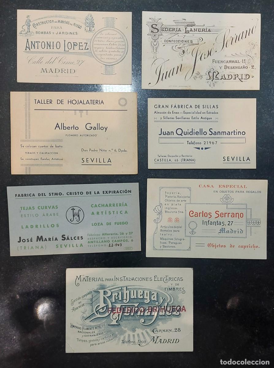 Coleccionismo: TARJETAS COMERCIALES ESPA&Ntilde;OLAS ANYIGUAS. ( FINALES DEL XIX Y PRINCIPIOS DEL XX).( MADRID Y SEVILLA )