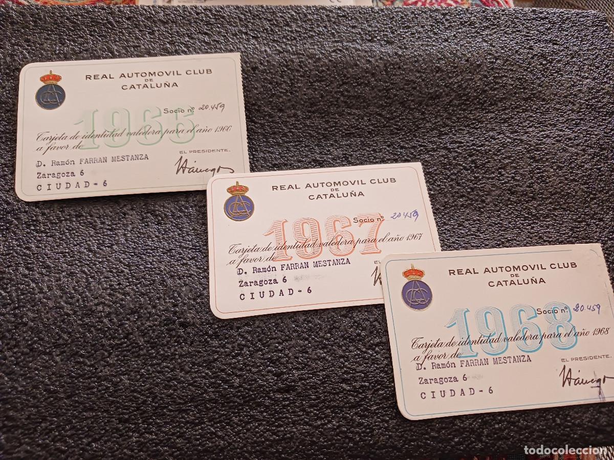 Coleccionismo: 3 carnets de real automovil club de catalu&ntilde;a, a&ntilde;os 1966, 67 y 68