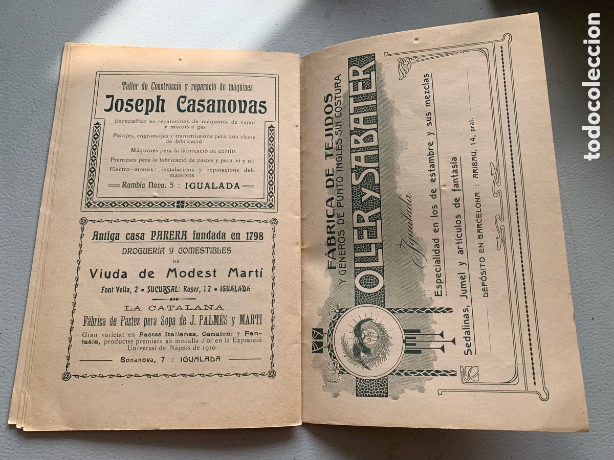 Coleccionismo: &bull;Programa de Fiesta Mayor IGUALADA 1910 - Foto 13