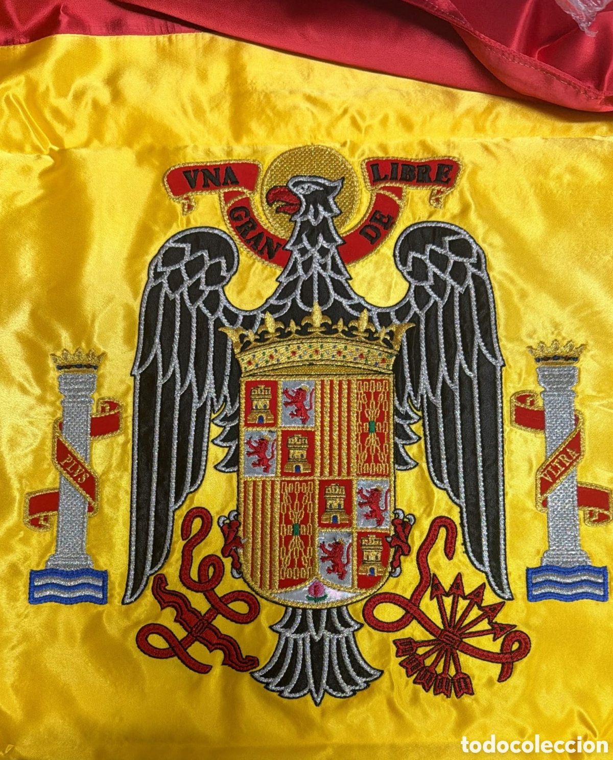 Coleccionismo: Bandera de Espa&ntilde;a bordada &aacute;guila de San Juan