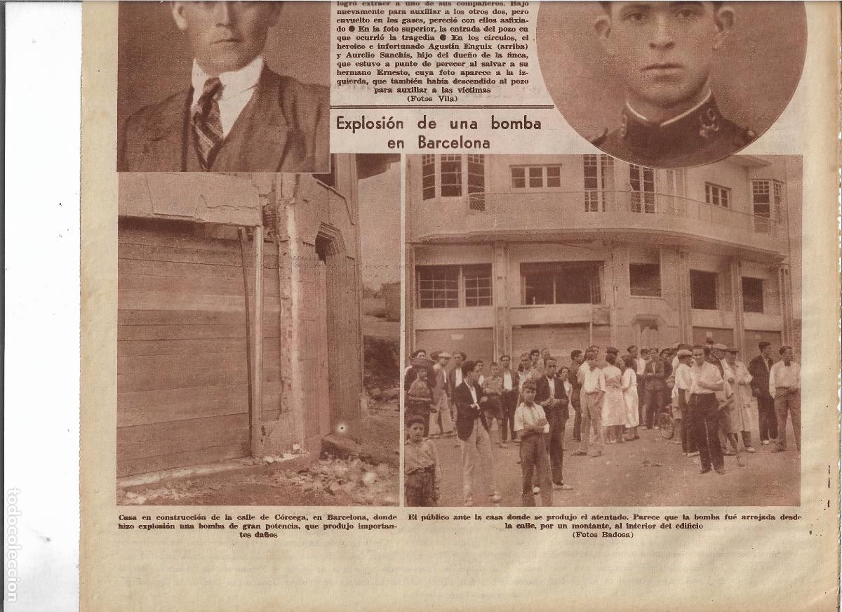 Coleccionismo: A&Ntilde;O 1933 RECORTE PRENSA BARCELONA EXPLOSION BOMBA EN UNA CASA CALLE CORCEGA VECINOS