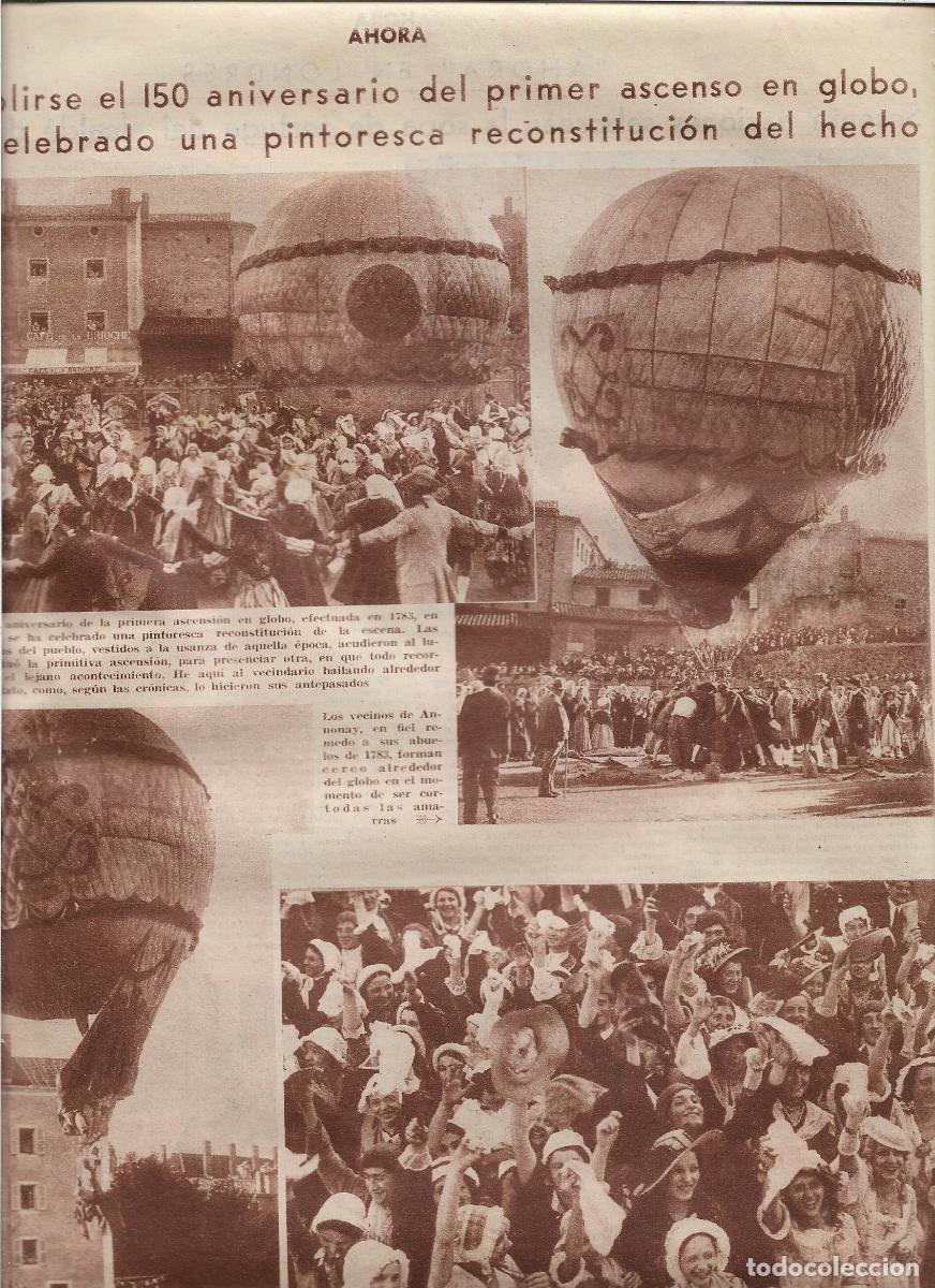 Coleccionismo: A&Ntilde;O 1933 RECORTE PRENSA ANNONAY FRANCIA 150 ANIVERSARIO PRIMER ASCENSO EN GLOBO AEROSTATICO