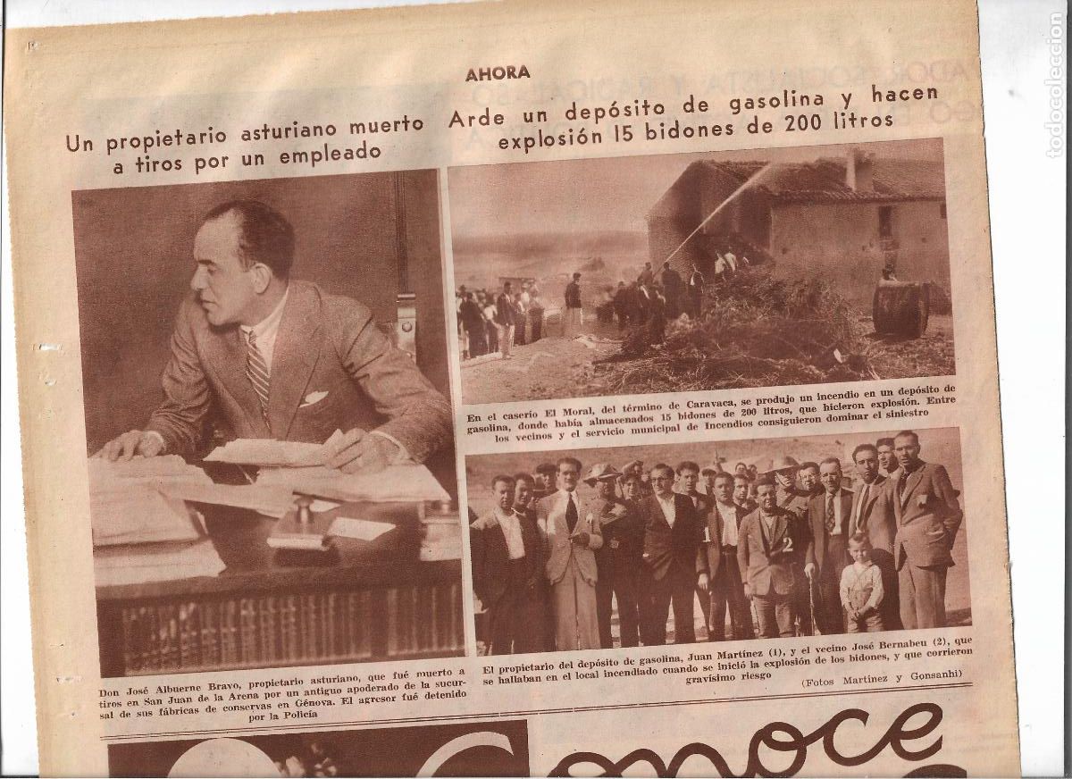 Coleccionismo: A&Ntilde;O 1933 RECORTE PRENSA SAN JUAN DE LA ARENA ASESINATO JOSE ALBUERNE BRAVO POR UN EMPLEADO SUYO