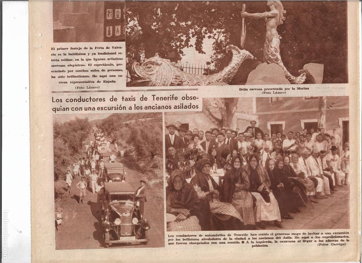 Coleccionismo: A&Ntilde;O 1933 RECORTE PRENSA TENERIFE TAXI TAXISTAS OFRECEN EXCURSION A LOS ANCIANOS DEL ASILO