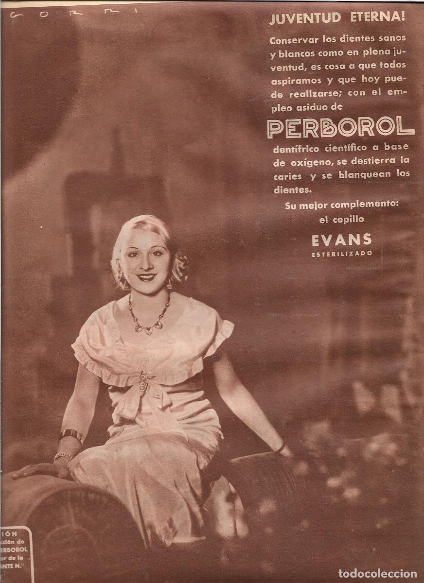 Coleccionismo: A&Ntilde;O 1933 RECORTE PRENSA PUBLICIDAD PERBOROL DENTIFRICO HIGIENE BUCAL SE&Ntilde;ORITA 9 VOTO CONCURSO