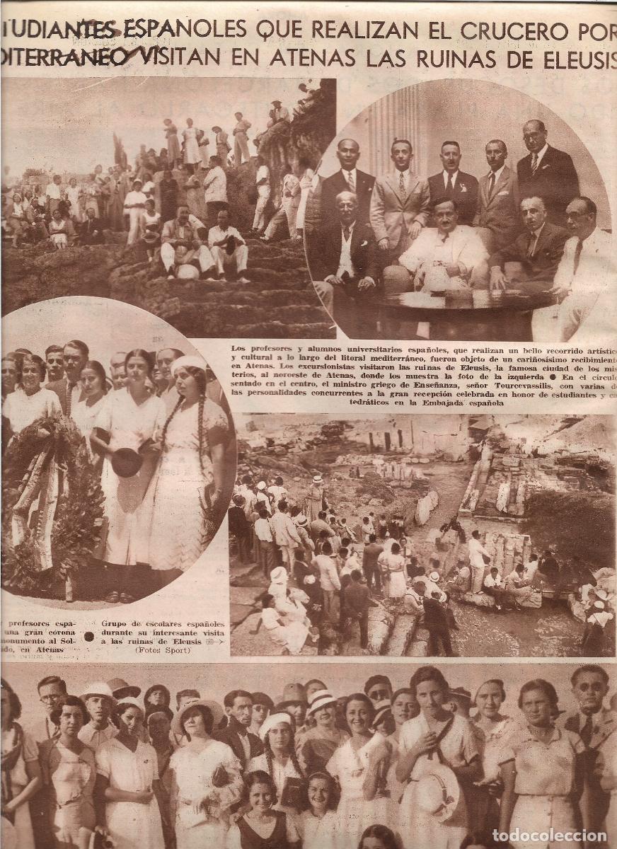 Coleccionismo: A&Ntilde;O 1933 RECORTE PRENSA CRUCERO ESTUDIANTES UNIVERSITARIOS ESPA&Ntilde;OLES VISITAN ATENAS RUINA ELEUSIS