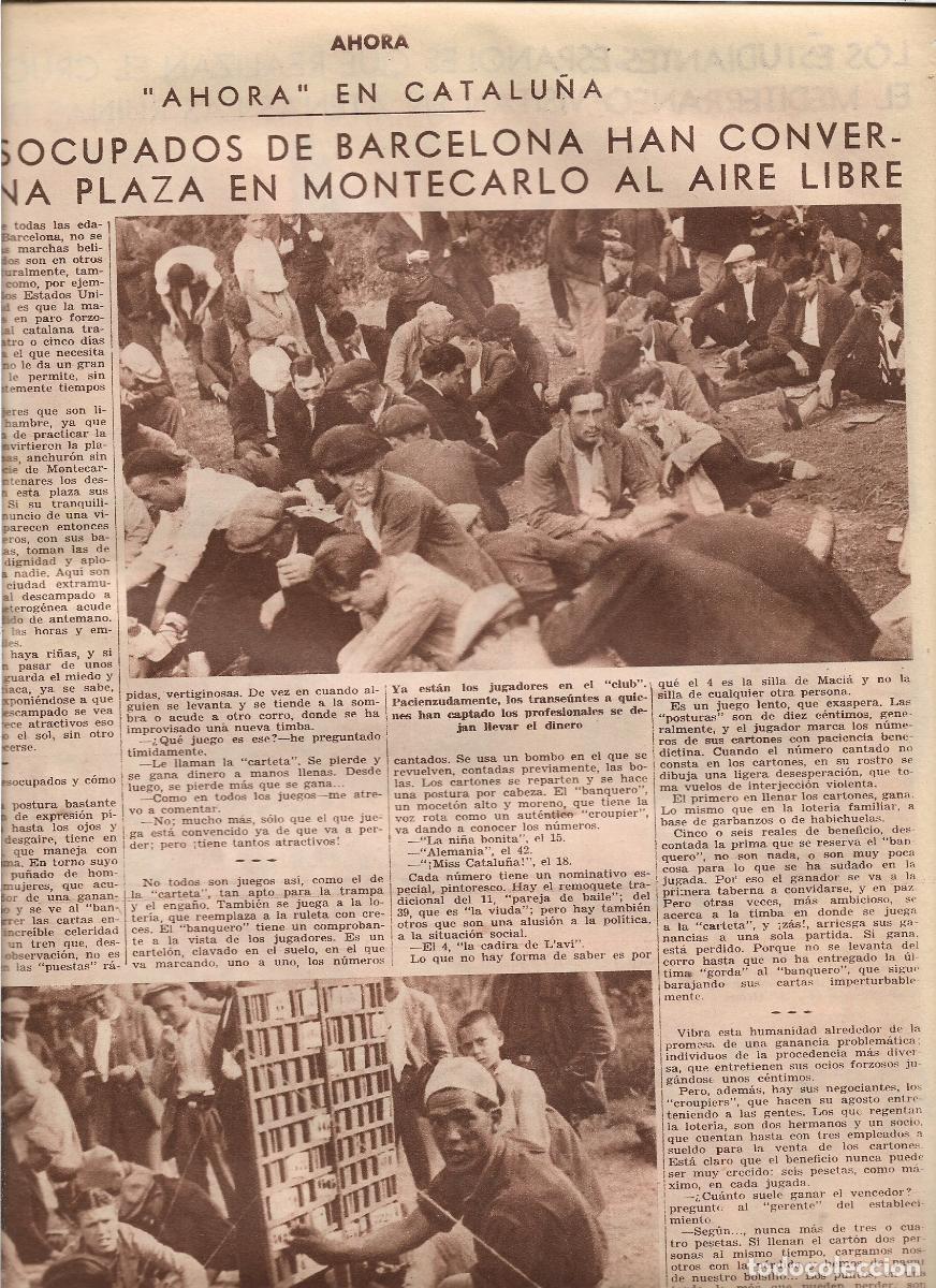 Coleccionismo: A&Ntilde;O 1933 PARADOS DESOCUPADOS BARCELONA CONVIERTEN PLAZA CORTS CATALANES EN UN CASINO JUEGO LOTERIA