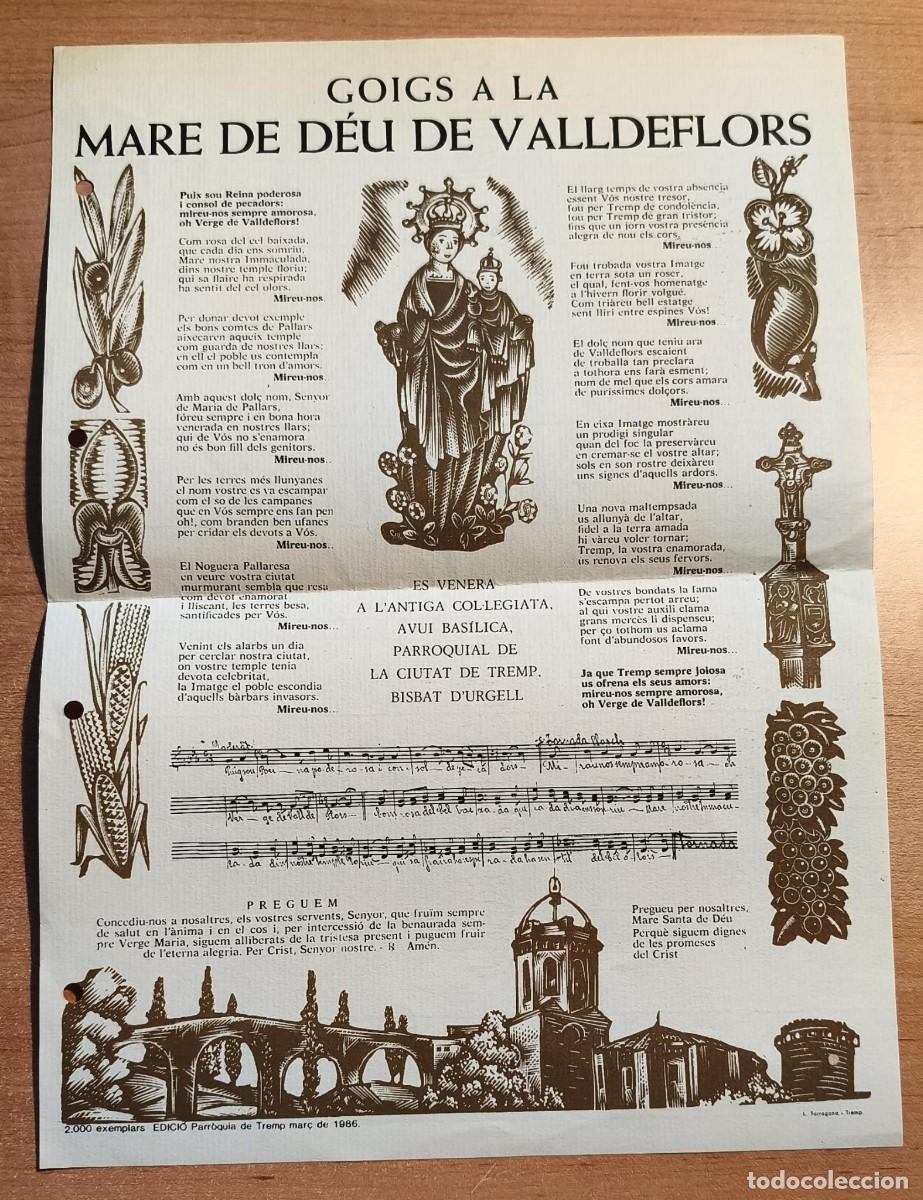 Coleccionismo: Ejemplar Goigs a la Mare de D&eacute;u de Valldeflors - Parroquia de Tremp (Lleida) Edici&oacute;n 1986