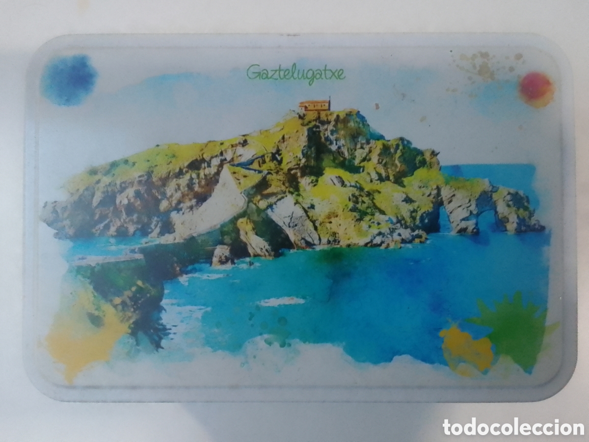 Coleccionismo: Caja met&aacute;lica vac&iacute;a Gaztelugatxe.