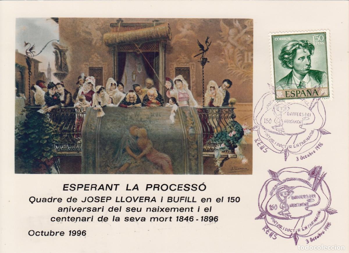 Coleccionismo: MATASELLOS REUS - 150 ANIVERSARI NAIXEMENT JOSEP LLOVERA -1996 EN TARJETA