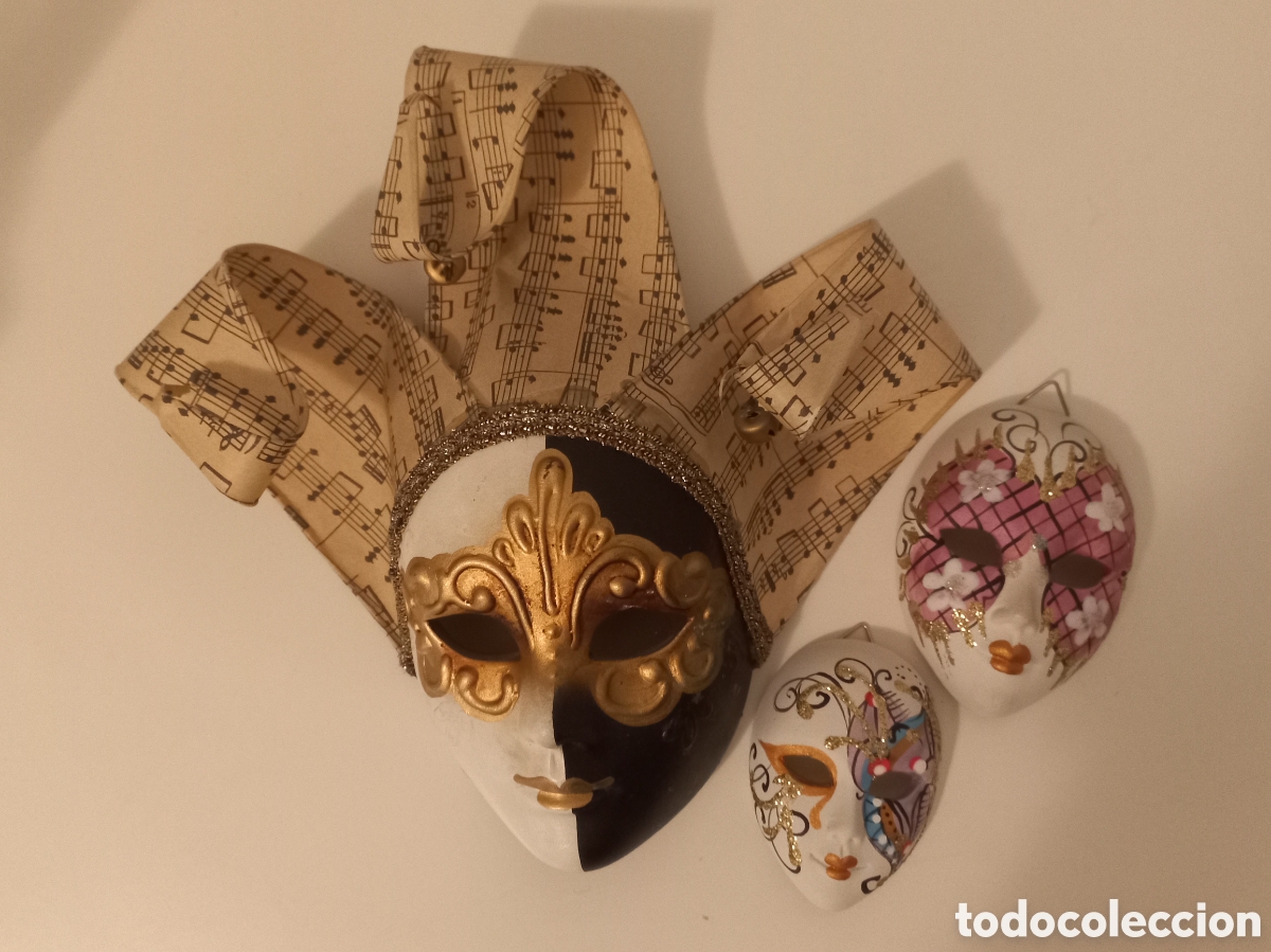 Coleccionismo: Tres m&aacute;scaras venecianas