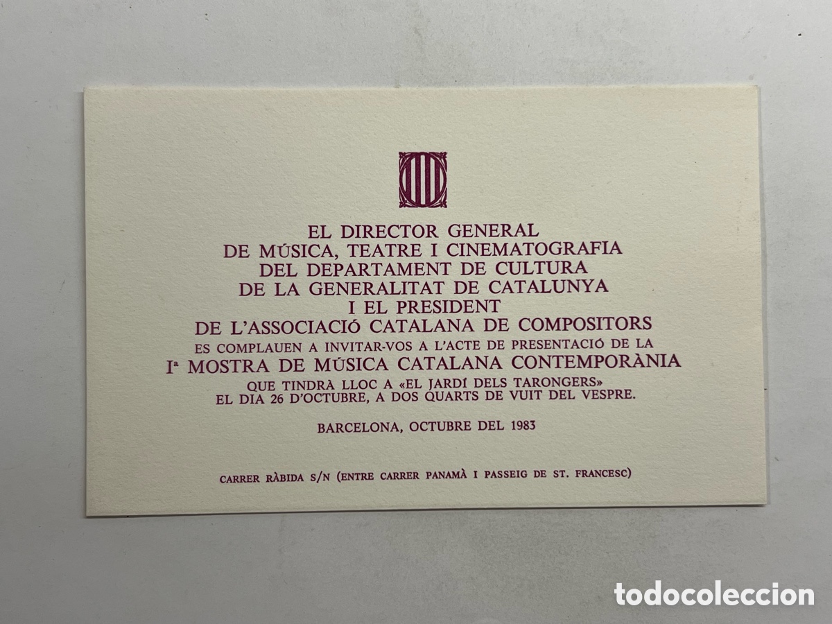 Colecionismo: EL DIRECTOR GENERAL DE M&Uacute;SICA, TEATRE I CINEMATOGRAFIA DEL DEPARTAMENT DE CULTURA