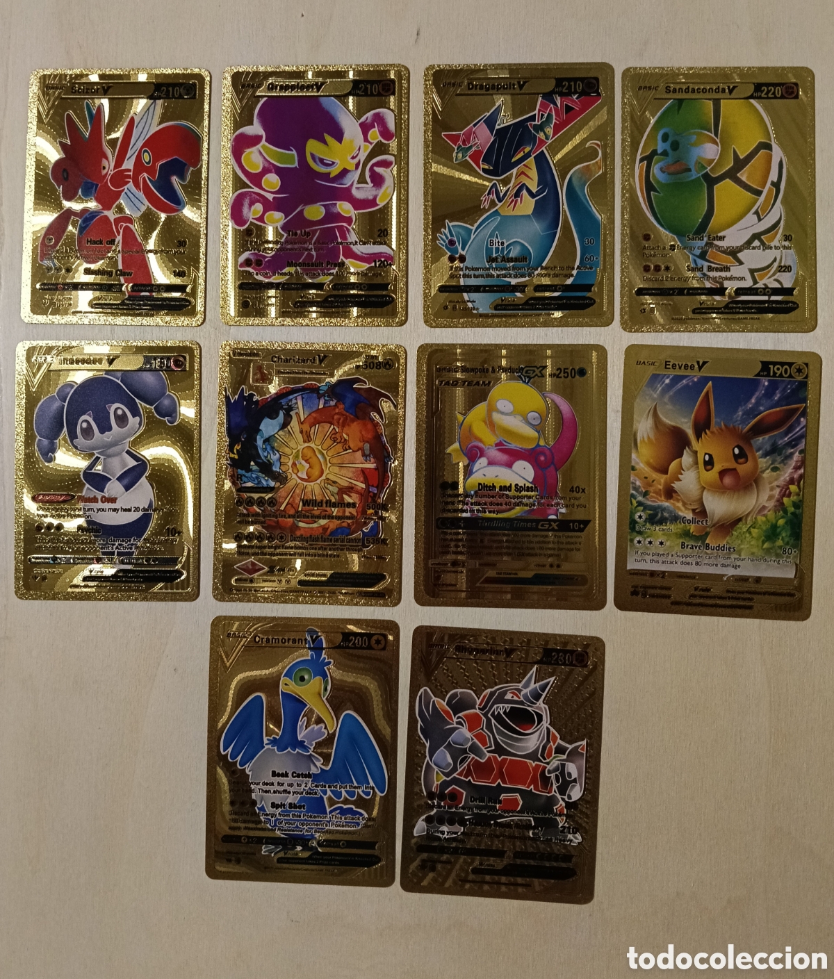 Coleccionismo: Pack 10 Cartas Pok&eacute;mon Doradas de Colecci&oacute;n (Fantas&iacute;a / Decorativas)