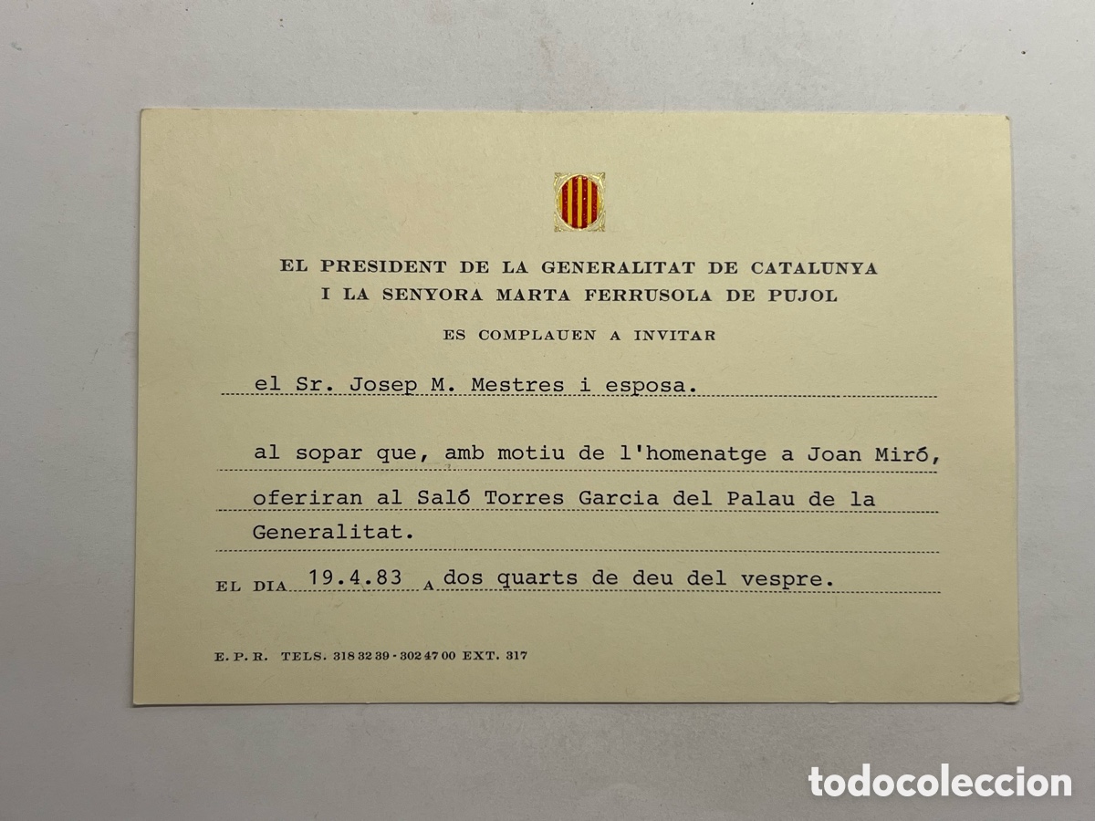 Coleccionismo: EL PRESIDENT DE LA GENERALITAT DE CATALUNYA I LA SENYORA MARTA FERRUSOLA DE PUJOL