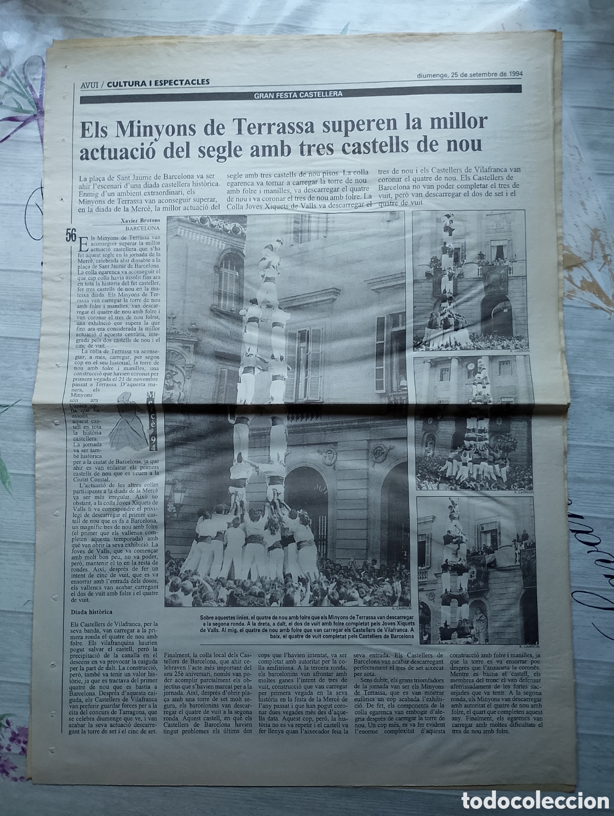 Coleccionismo: Els Minyons de Terrassa. P&agrave;gina de premsa