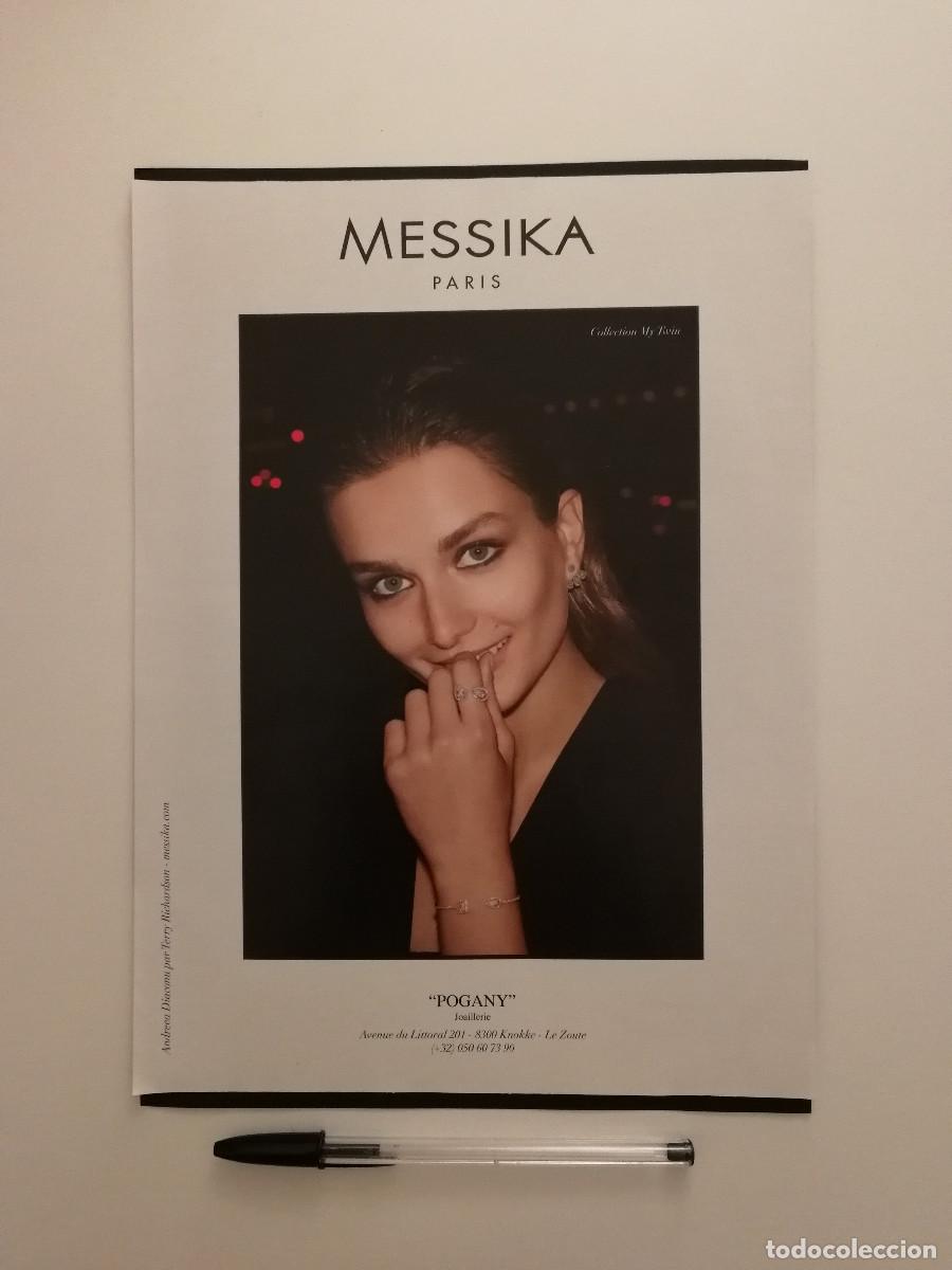 Coleccionismo: ANUNCIO ACARTONADO -A4- Andreea Diaconu - MESSIKA PARIS POGANY JOYAS - PUBLICIDAD LAMINA