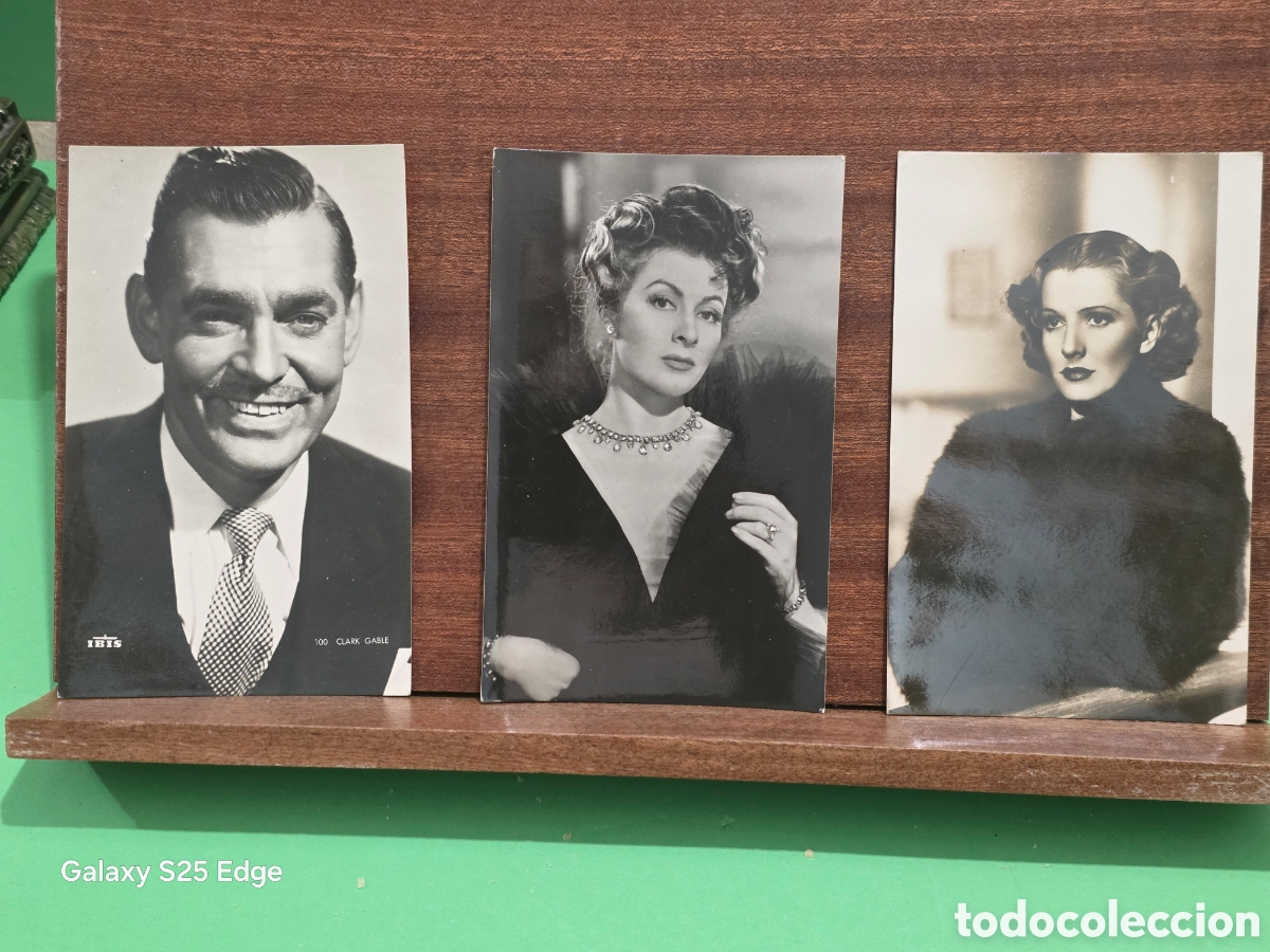 Coleccionismo: &rdquo;&rdquo;3 ANTIGUAS FOTOS POSTALES&rdquo;&rdquo;... ACTORES DE HOLLYWOOD...CLARK GABLE..GREER GARSON...JEAN ARTHUR.....