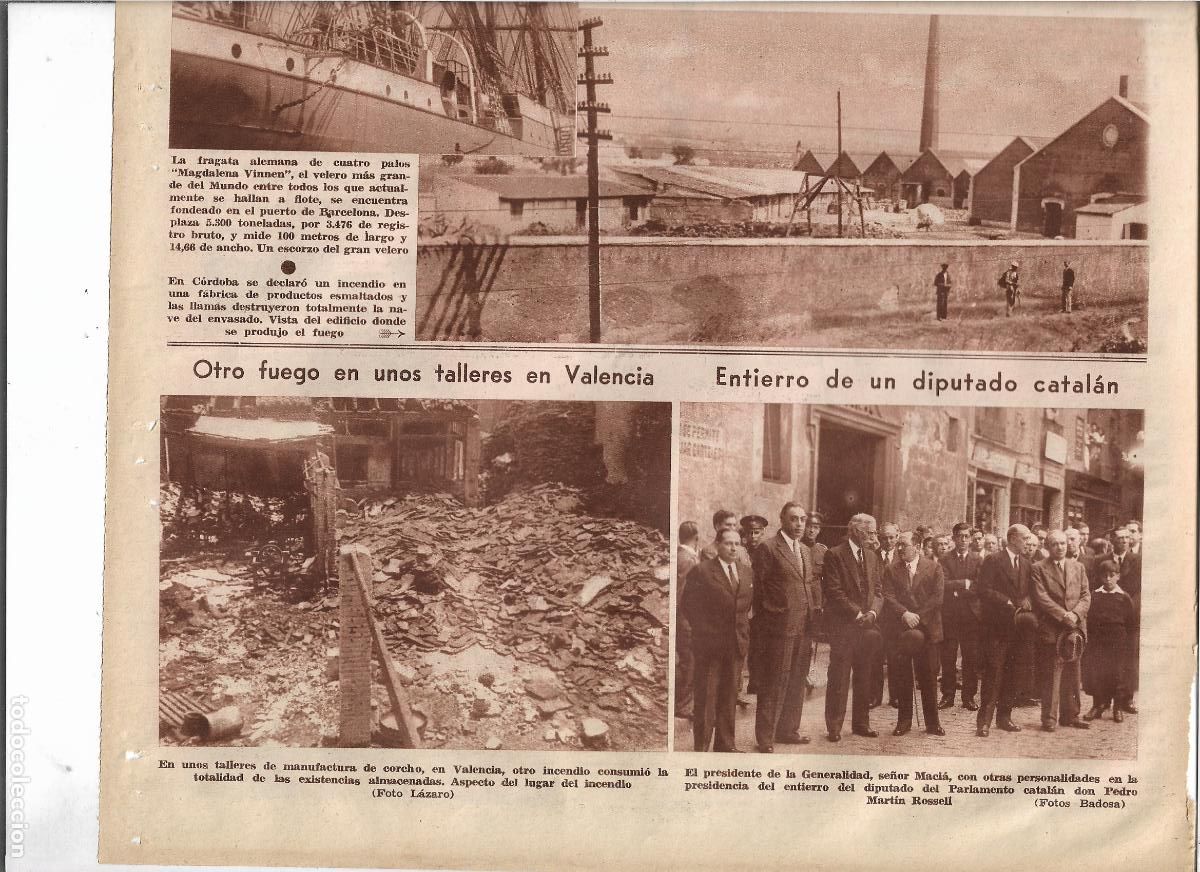 Coleccionismo: A&Ntilde;O 1933 RECORTE PRENSA VALENCIA INCENDIO EN UN TALLER DE MANUFACTURA DE CORCHO