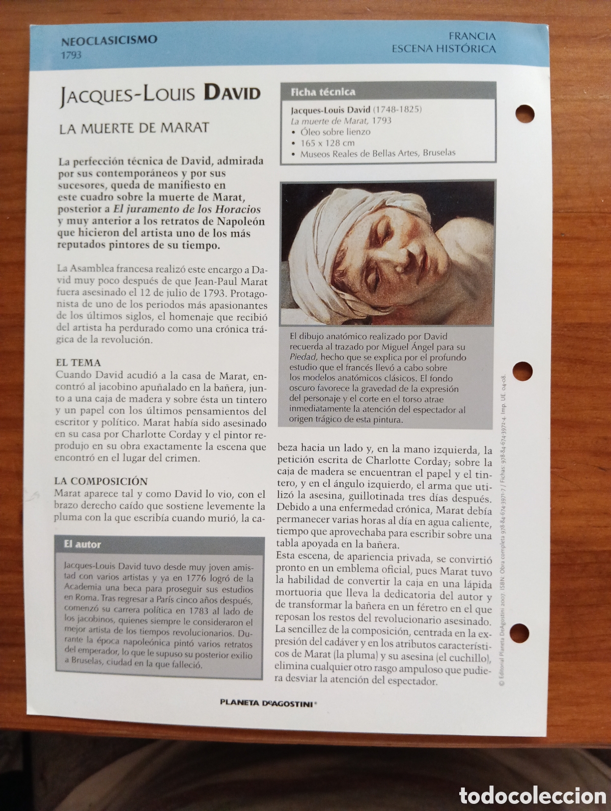 Coleccionismo: L&aacute;mina, La muerte de Marat - Foto 2