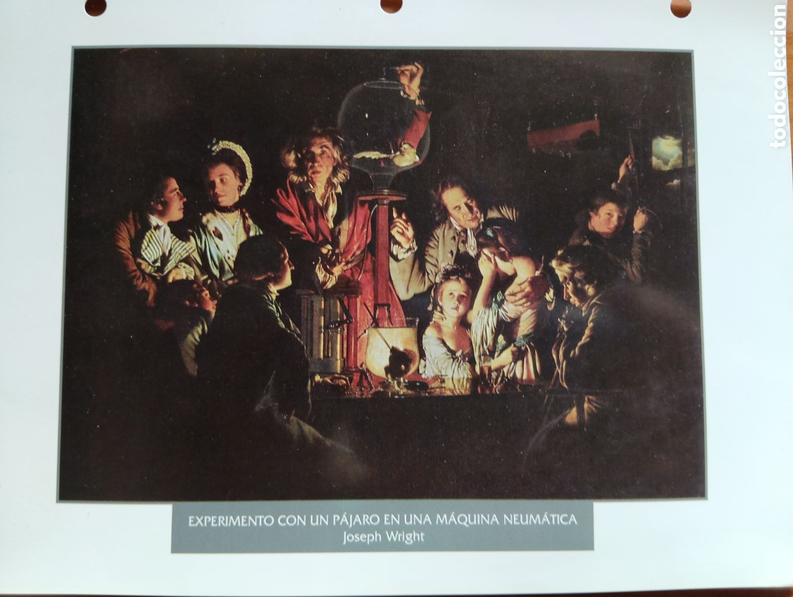 Coleccionismo: Experimento con un p&aacute;jaro en m&aacute;quina neum&aacute;tica, Joseph Wright - Foto 1