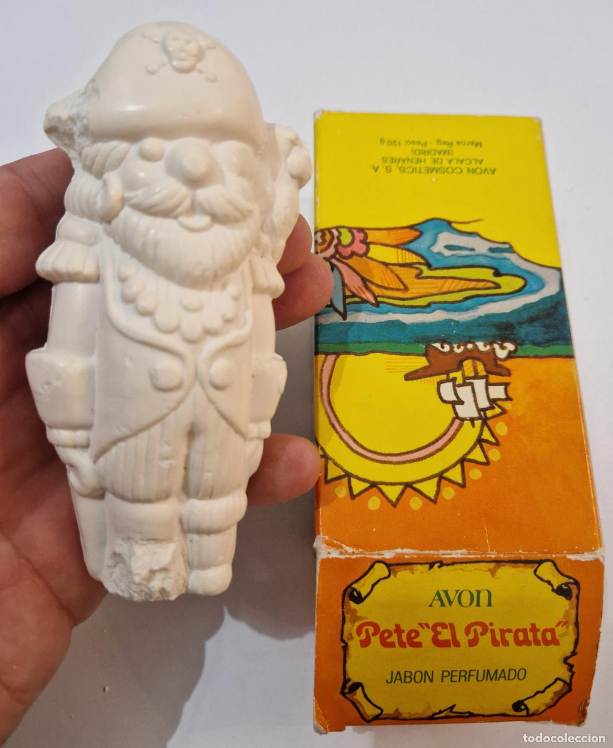 Coleccionismo: antigua figura de jabon de manos infantil cosmeticos Avon Pete el pirata en caja sin uso vintage