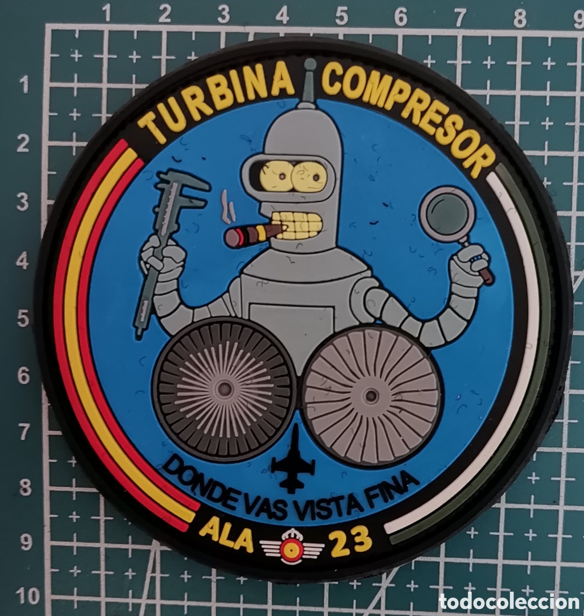 Coleccionismo: Parche goma ALA 23 TURBINA COMPRESOR Base A&eacute;rea Talavera la Real (Badajoz). Ej&eacute;rcito Aire