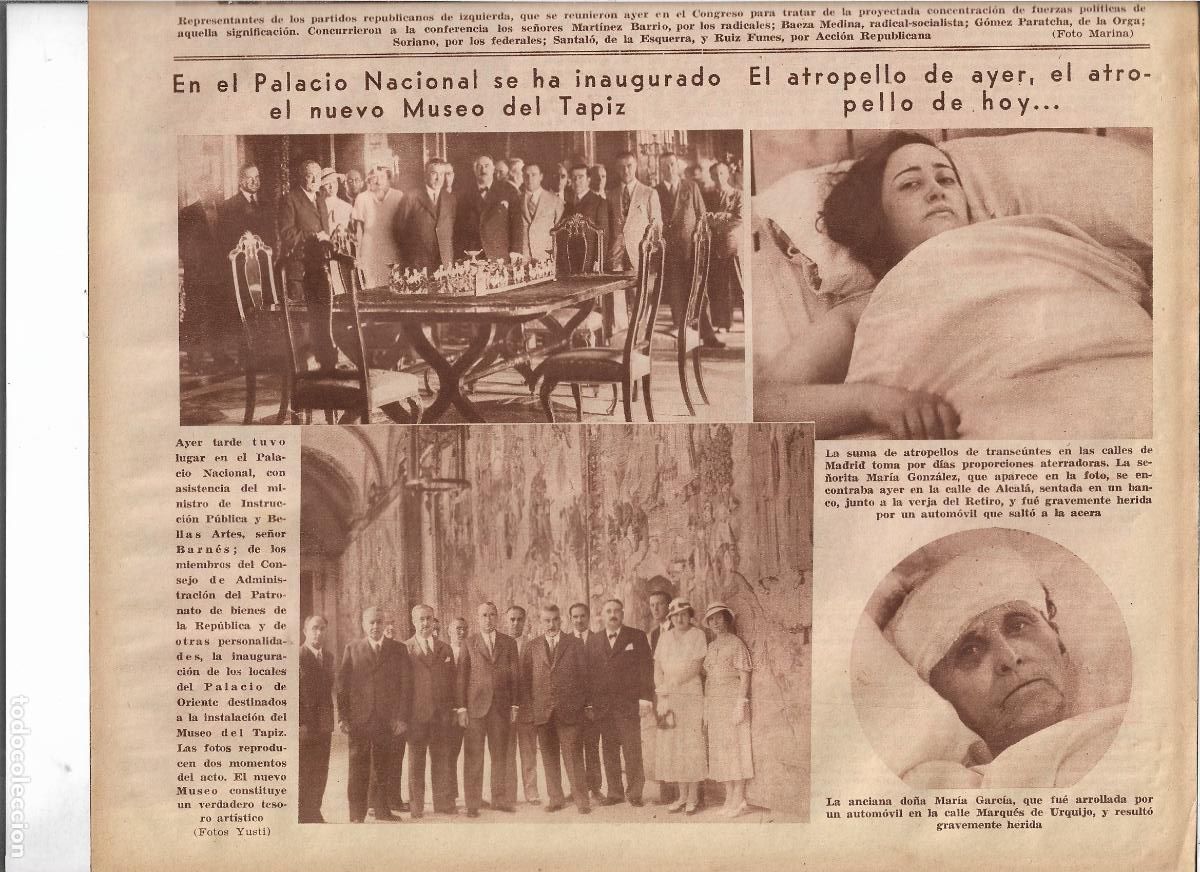 Coleccionismo: A&Ntilde;O 1933 RECORTE PRENSA INAUGURACION DEL NUEVO MUSEO DEL TAPIZ EN EL PALACIO NACIONAL MADRID