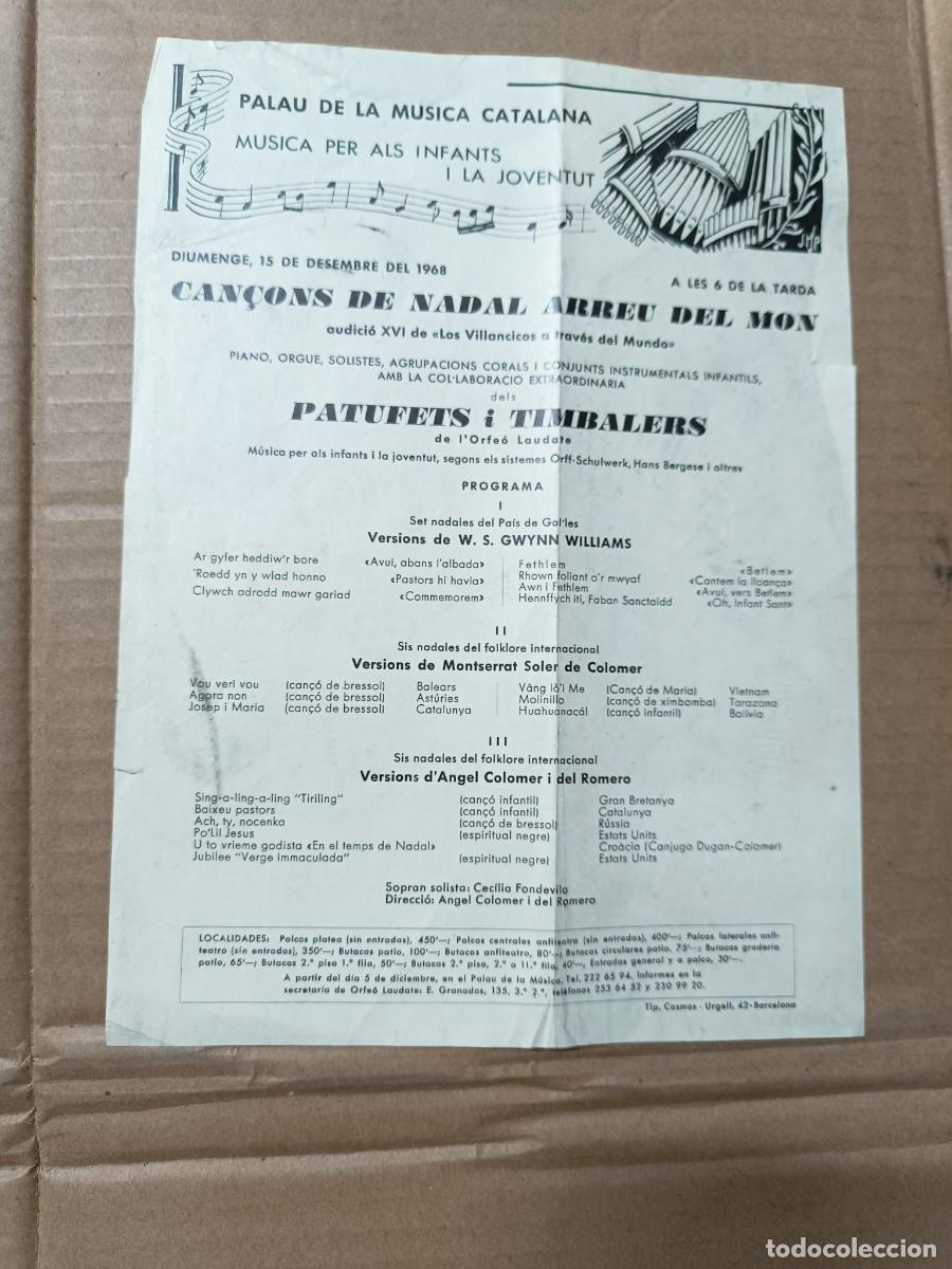 Coleccionismo: ANTIGUO PANFLETO DE 1968, PALAU MUSICA CATALANA, CAN&Ccedil;ONS DE NADAL, INFANTIL, PATUFETS TIMBALERS -P27