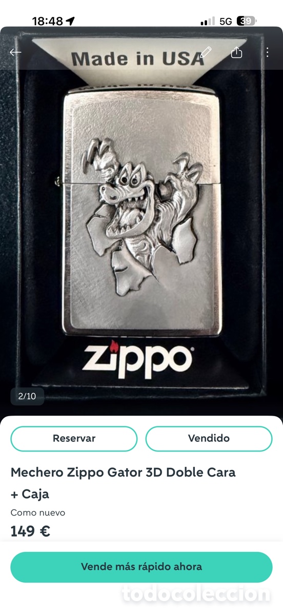 Coleccionismo: Zippo Gator 3D Doble Cara + Caja