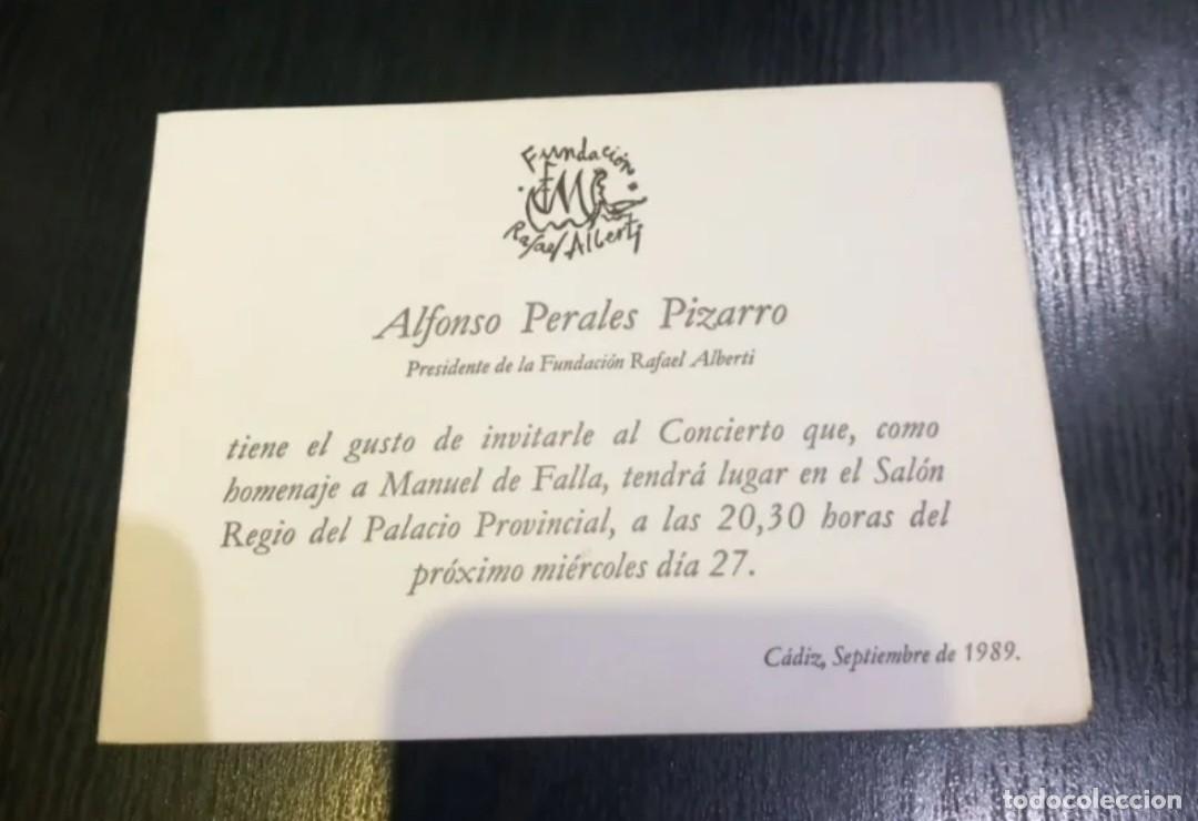 Coleccionismo: Invitaci&oacute;n con Autografo de Rafael Alberti - Foto 3