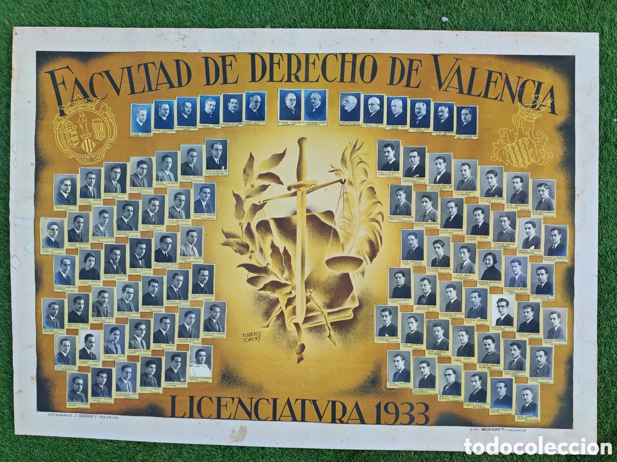 Coleccionismo: Orla Original 1933 Derecho Universidad de Valencia UV - Manuel Sanchis Guarner, Cast&aacute;n Tobe&ntilde;as...
