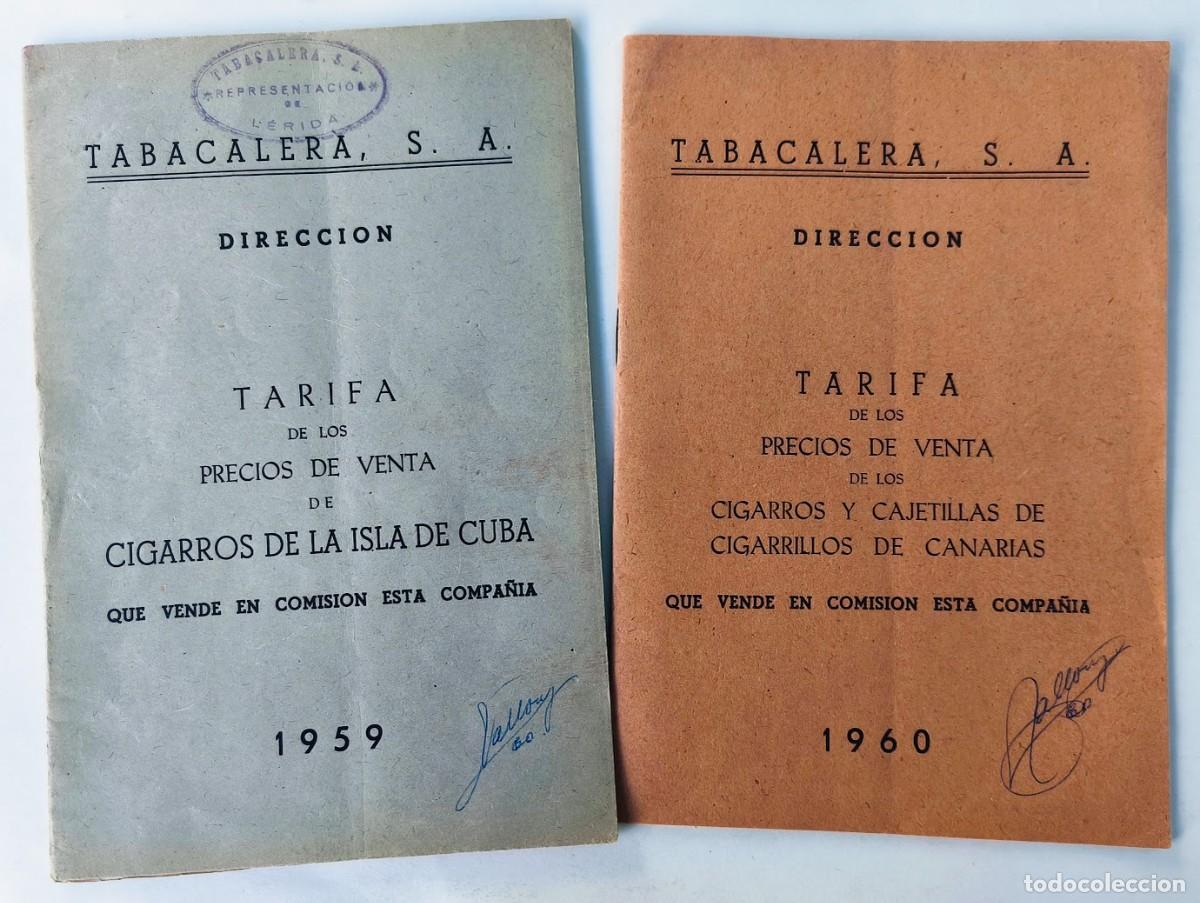 Coleccionismo: Cuba. Canarias. Tarifas Tabacalera. 1959. 1960.