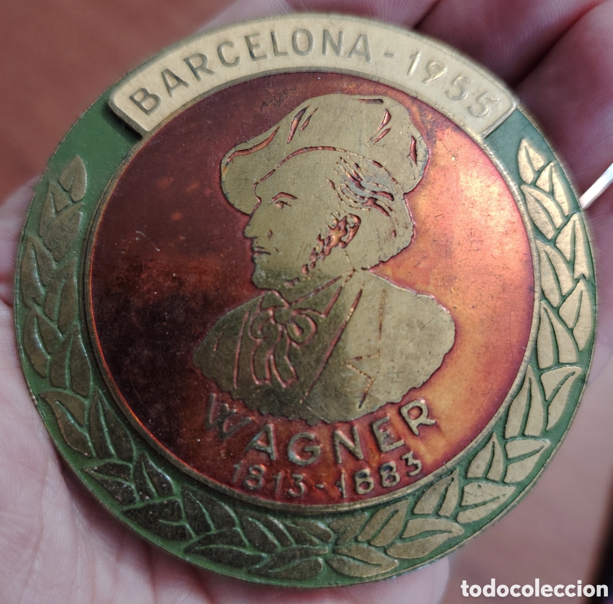 Coleccionismo: Chapa a&ntilde;o 1955 Wagner (Barcelona) para poner en una moto vespa