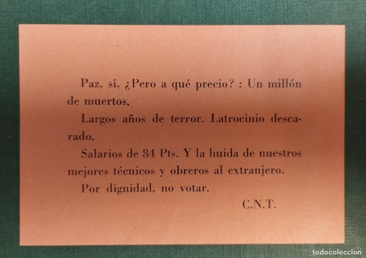 Coleccionismo: HOJA VOLANTE CNT 25 A&Ntilde;OS DE PAZ FRANQUISMO