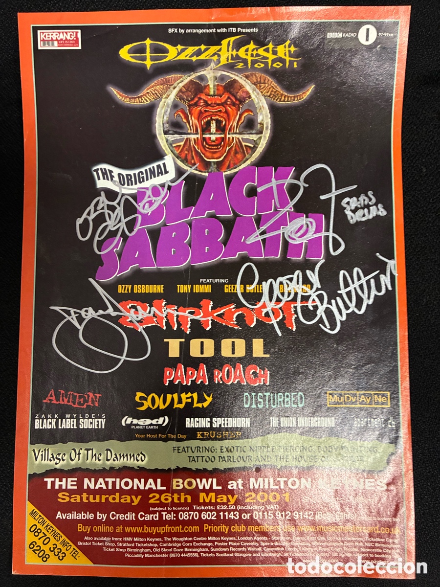 Coleccionismo: Black sabbath cartel ozzfest 2001 firmado por la banda