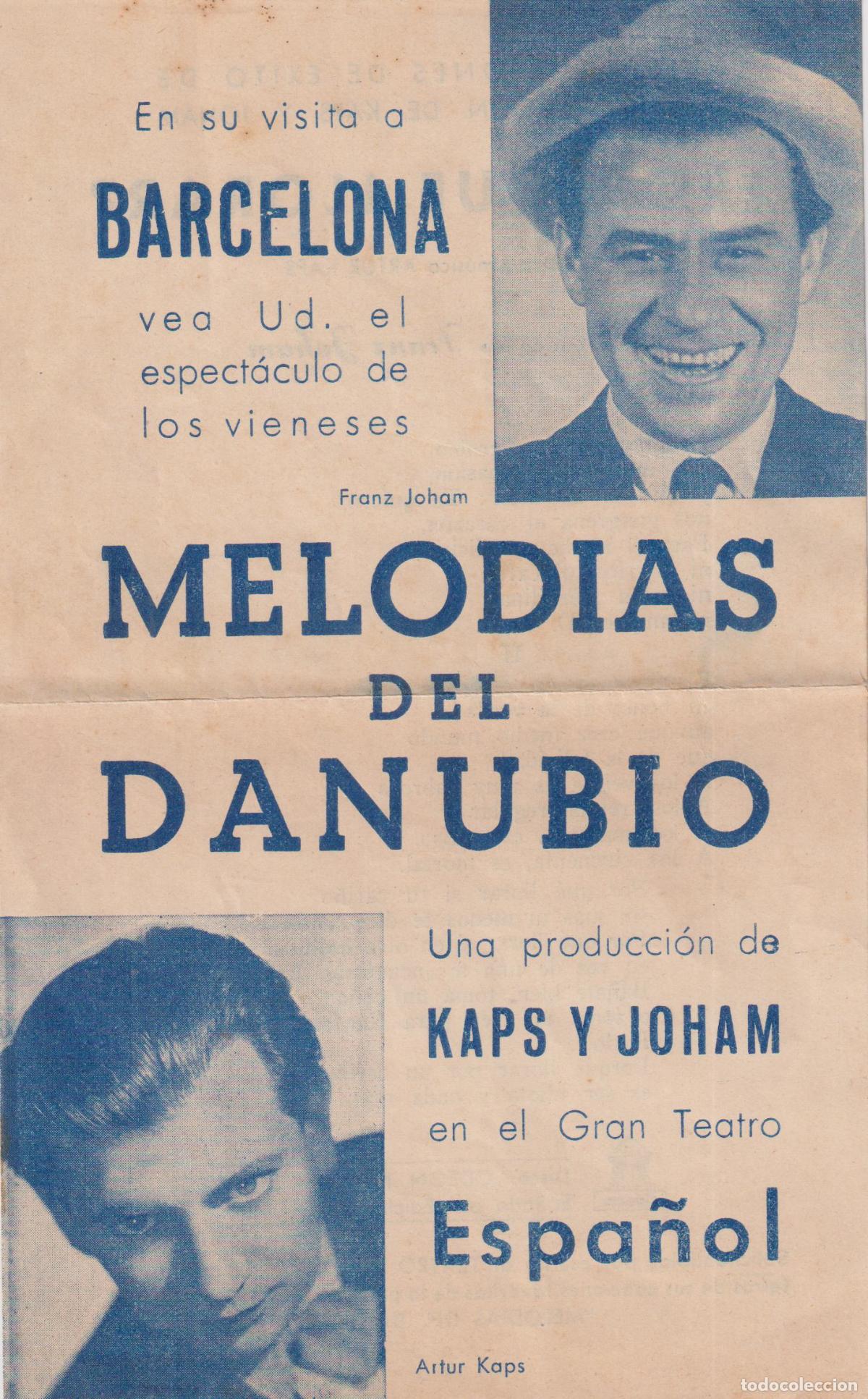 Coleccionismo: FOLLETO MELODIAS DEL DANUBIO &ndash; GRAN TEATRO ESPA&Ntilde;OL &ndash; ARTUR KAPS &ndash; FRANZ JOHAM