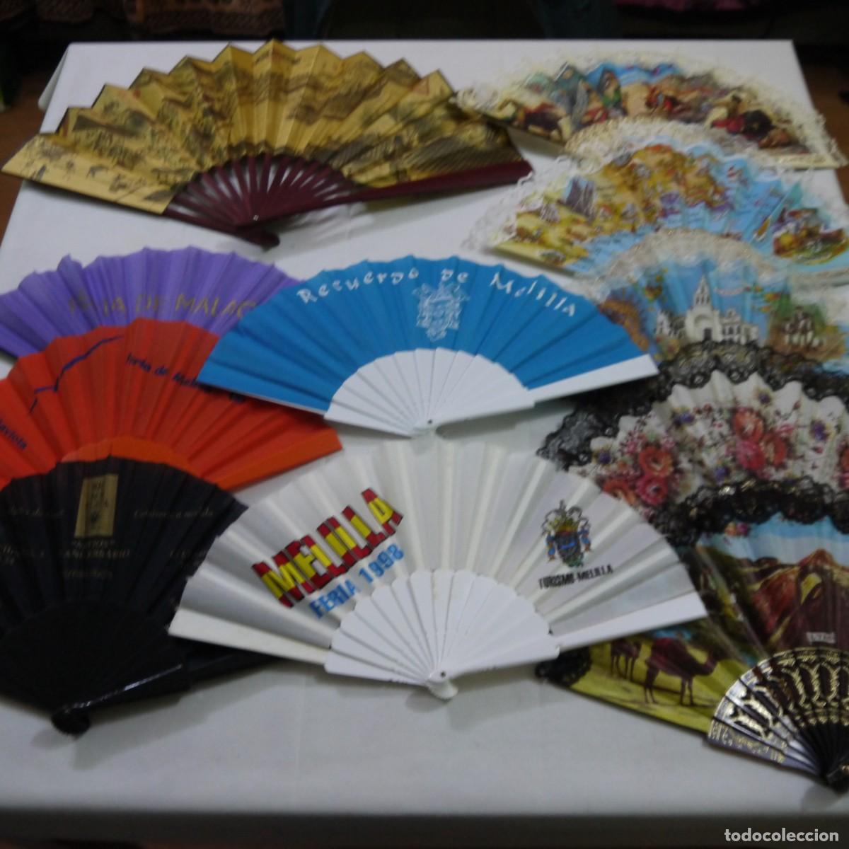 Coleccionismo: LOTE DE 11 ABANICOS VARIADOS (FERIA DE M&Aacute;LAGA, MELILLA, ROC&Iacute;O, TENERIFE, COSTA BRAVA&hellip;)