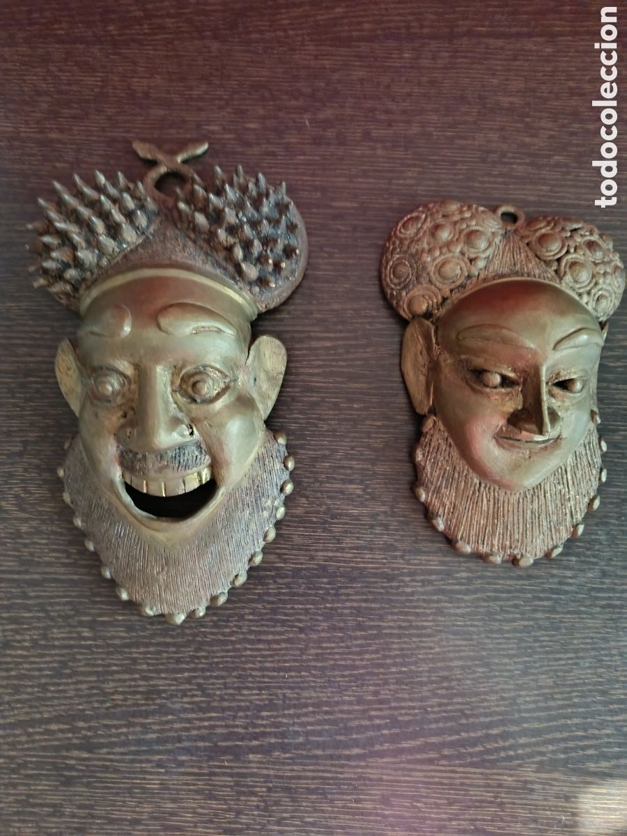 Coleccionismo: Lote de dos mascaras de bronce