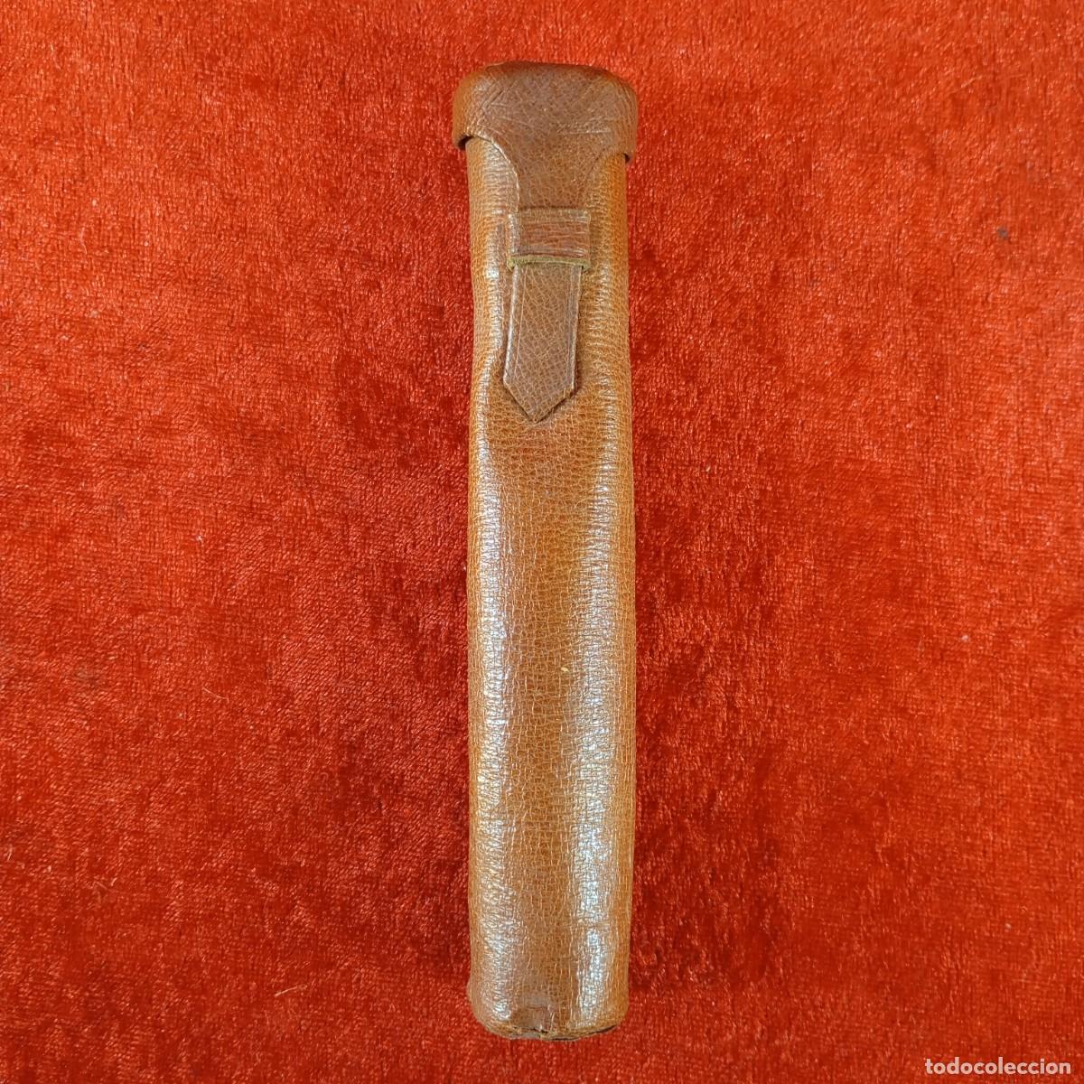 Coleccionismo: ESTUCHE O FUNDA DE CUERO NATURAL - VINTAGE - PARA INSTRUMENTOS DE ESCRITURA - 14,5 X 2,5 CM / 2260