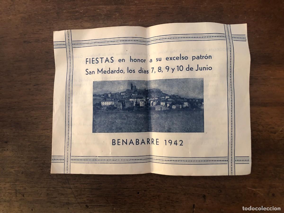 Coleccionismo: D&Iacute;PTICO FIESTAS DE SAN MEDARDO DE BENABARRE, A&Ntilde;O 1942