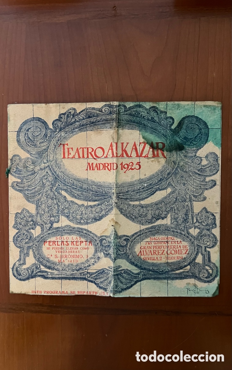 Coleccionismo: PROGRAMA DEL TEATRO ALKAZAR, MADRID, A&Ntilde;O 1925.