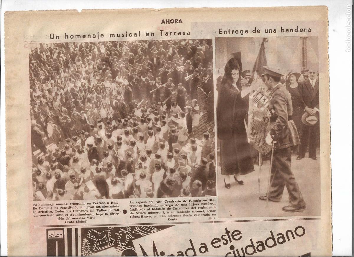 Coleccionismo: &Ntilde;O 1933 RECORTE PRENSA TERRASSA HOMENAJE MUSICAL A EMILIO BADIELLA CORO OFEONES VALLES MAESTRO MIRIT