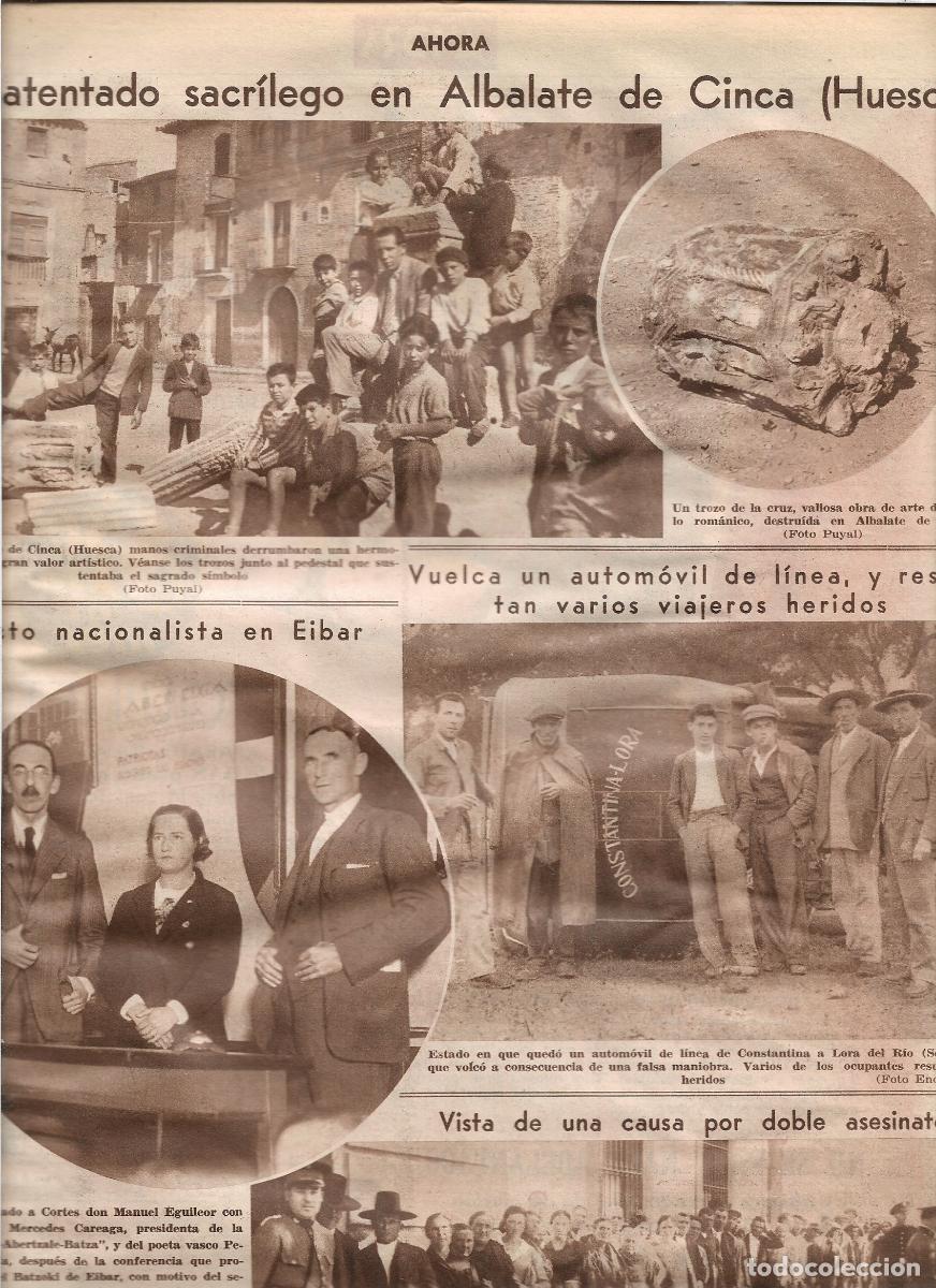 Coleccionismo: A&Ntilde;O 1933 RECORTE PRENSA ALBALATE DE CINCA HUESCA ATENTADO SACRILEGO CRUZ ESTILO ROMANICO