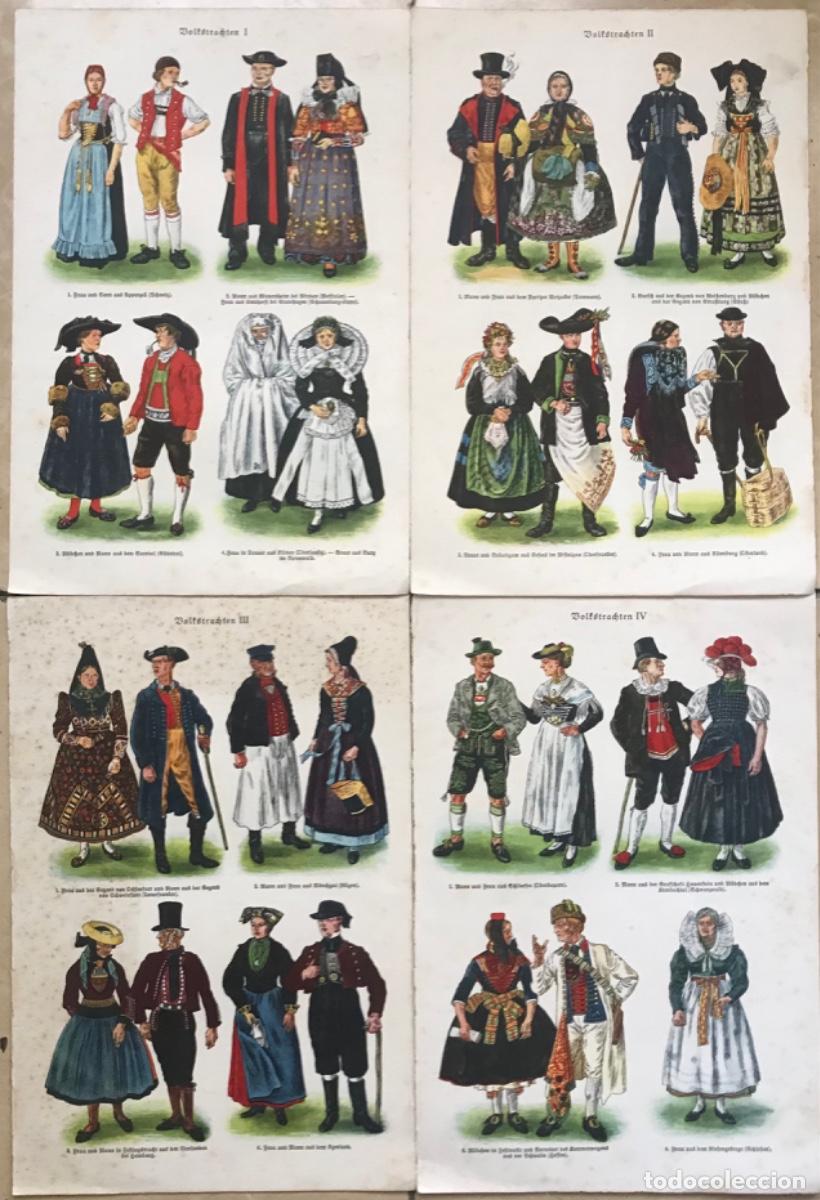 Coleccionismo: 4 L&aacute;minas de antiguas vestimentas - Alemania / Austria - Medidas de cada l&aacute;mina: 24 cm x 16,5 cm