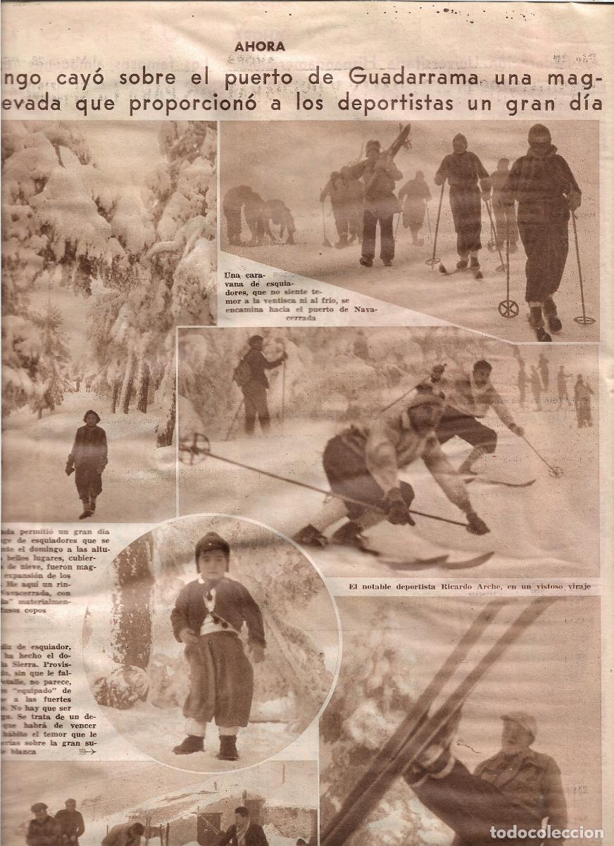 Coleccionismo: A&Ntilde;O 1933 RECORTE PRENSA GRAN NEVADA EN EL PUERTO DE GUADARRAMA ESQUI ESQUIADORES RICARDO ARCHE