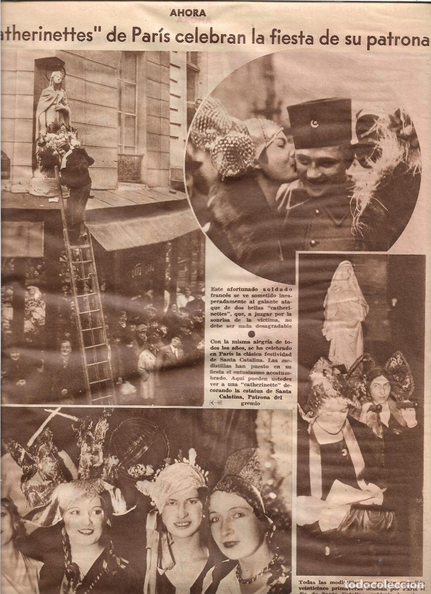 Coleccionismo: A&Ntilde;O 1933 RECORTE PRENS PARIS FIESTA DE SANTA CATALINA PATRONA DE LES CATHERINETTES MODISTILLAS GORRO
